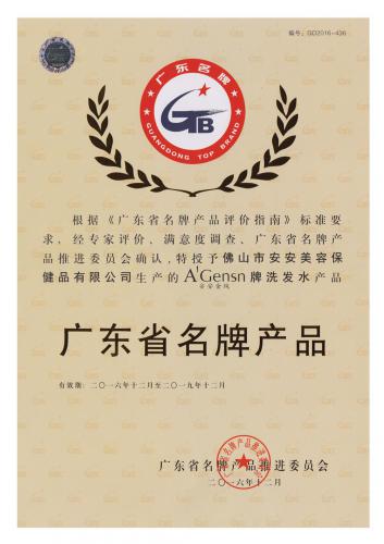 2016-2019AG视讯金纯获“广东省名牌产品”称号